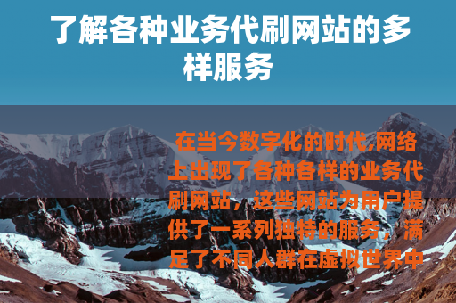 了解各种业务代刷网站的多样服务