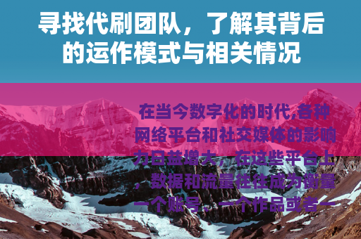 寻找代刷团队，了解其背后的运作模式与相关情况