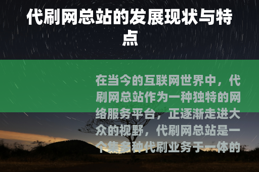 代刷网总站的发展现状与特点