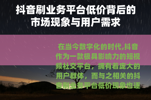 抖音刷业务平台低价背后的市场现象与用户需求