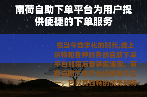 南荷自助下单平台为用户提供便捷的下单服务