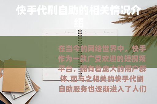 快手代刷自助的相关情况介绍