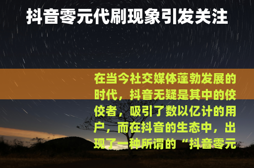 抖音零元代刷现象引发关注