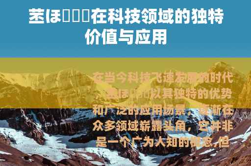 苤ほ測試厙在科技领域的独特价值与应用
