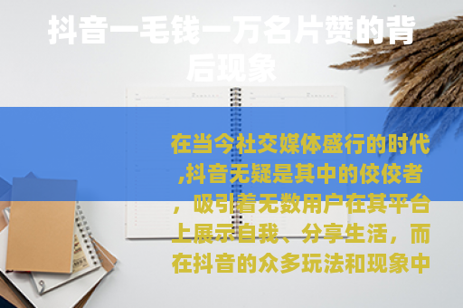 抖音一毛钱一万名片赞的背后现象