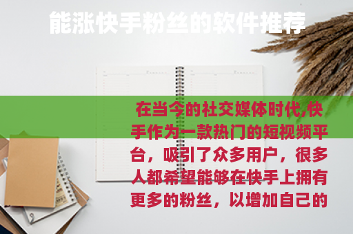 能涨快手粉丝的软件推荐