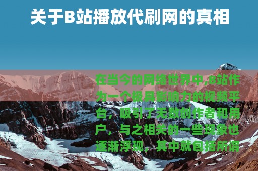 关于B站播放代刷网的真相
