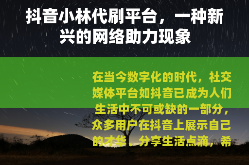 抖音小林代刷平台，一种新兴的网络助力现象