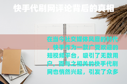 快手代刷网评论背后的真相