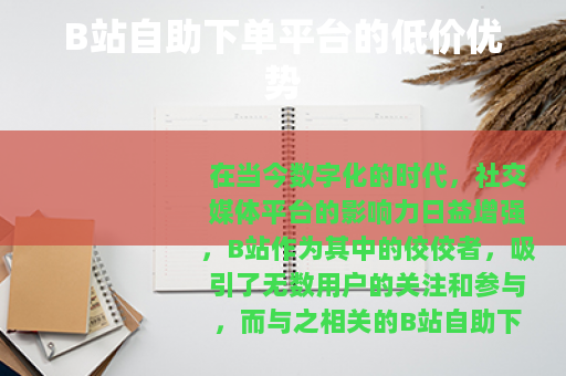 B站自助下单平台的低价优势