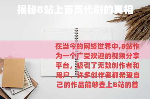 揭秘B站上首页代刷的真相