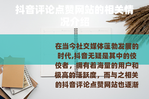 抖音评论点赞网站的相关情况介绍 抖音评论点赞网站的相关情况介绍