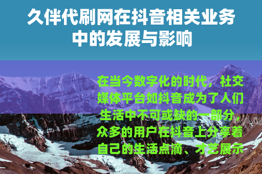 久伴代刷网在抖音相关业务中的发展与影响