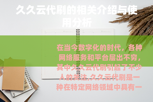 久久云代刷的相关介绍与使用分析