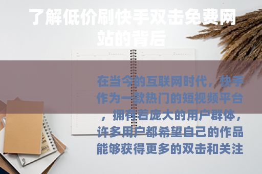 了解低价刷快手双击免费网站的背后