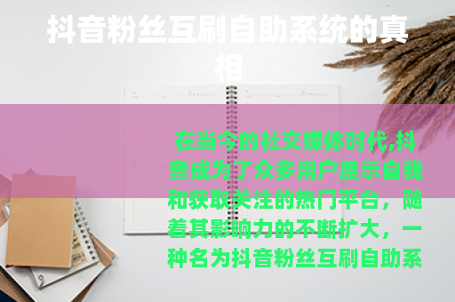 抖音粉丝互刷自助系统的真相