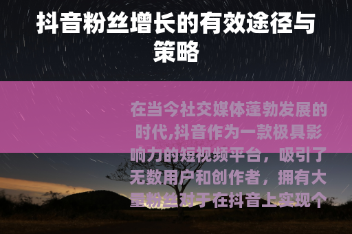 抖音粉丝增长的有效途径与策略
