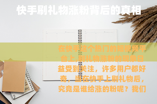 快手刷礼物涨粉背后的真相