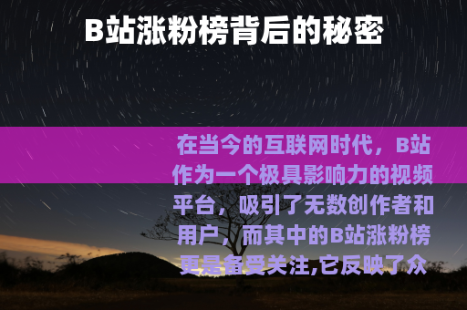 B站涨粉榜背后的秘密
