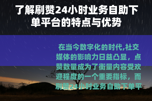 了解刷赞24小时业务自助下单平台的特点与优势