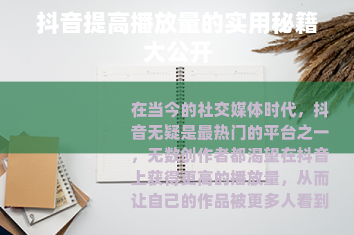 抖音提高播放量的实用秘籍大公开