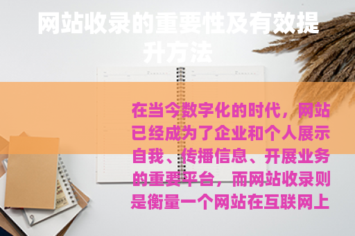 网站收录的重要性及有效提升方法