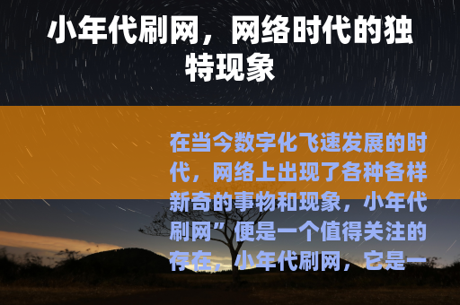 小年代刷网，网络时代的独特现象
