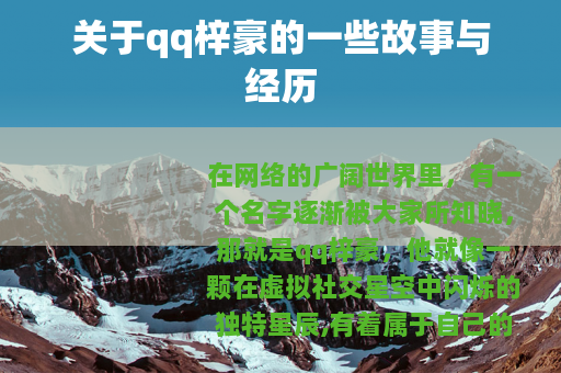 关于qq梓豪的一些故事与经历 关于qq梓豪的一些故事与经历