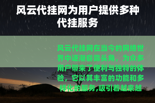 风云代挂网为用户提供多种代挂服务