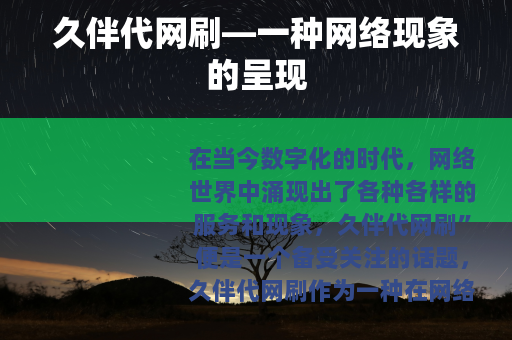 久伴代网刷—一种网络现象的呈现