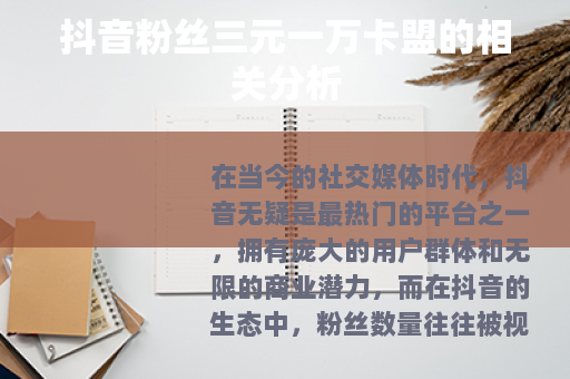 抖音粉丝三元一万卡盟的相关分析 抖音粉丝三元一万卡盟的相关分析