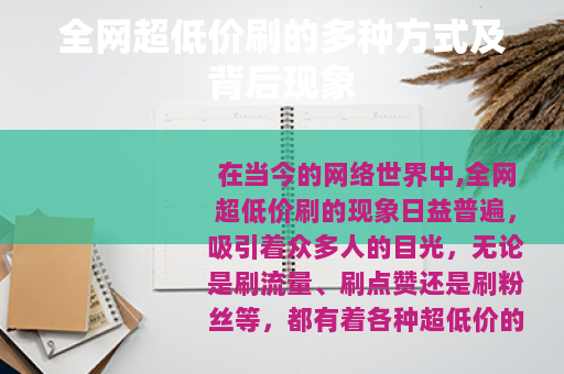 全网超低价刷的多种方式及背后现象