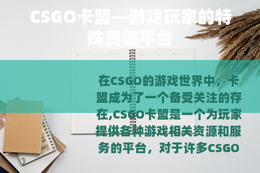 CSGO卡盟—游戏玩家的特殊资源平台