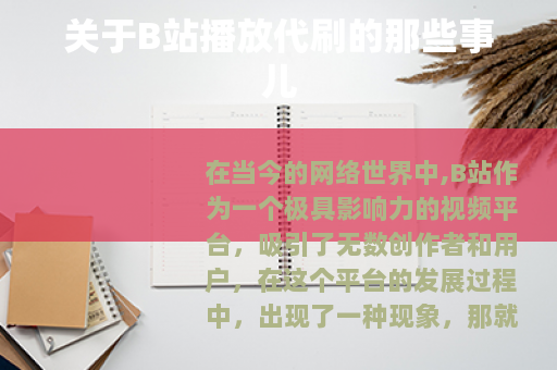 关于B站播放代刷的那些事儿