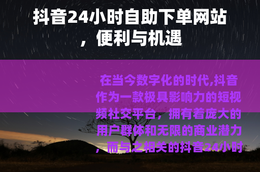 抖音24小时自助下单网站，便利与机遇