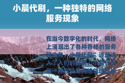 小晨代刷，一种独特的网络服务现象