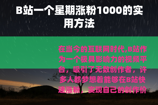 B站一个星期涨粉1000的实用方法