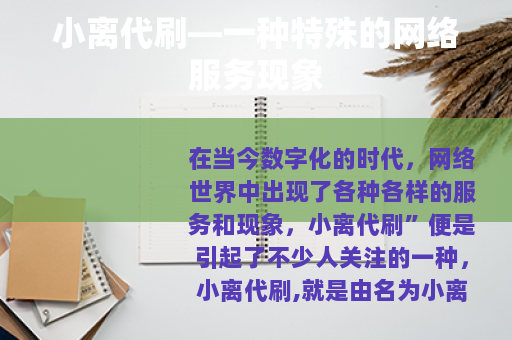小离代刷—一种特殊的网络服务现象