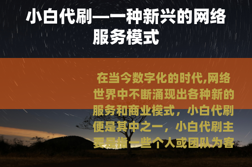 小白代刷—一种新兴的网络服务模式