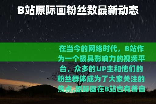 B站原际画粉丝数最新动态