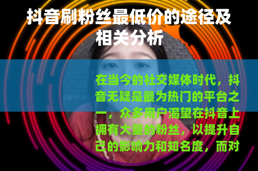 抖音刷粉丝最低价的途径及相关分析
