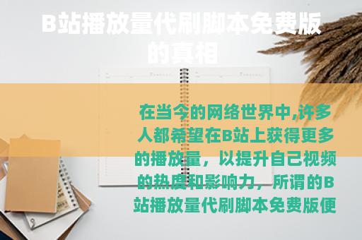 B站播放量代刷脚本免费版的真相