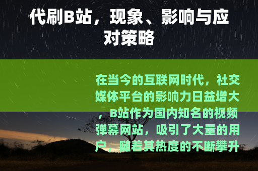 代刷B站，现象、影响与应对策略