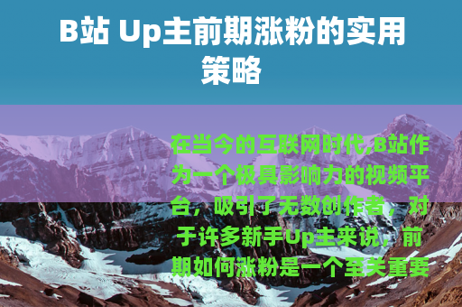 B站 Up主前期涨粉的实用策略