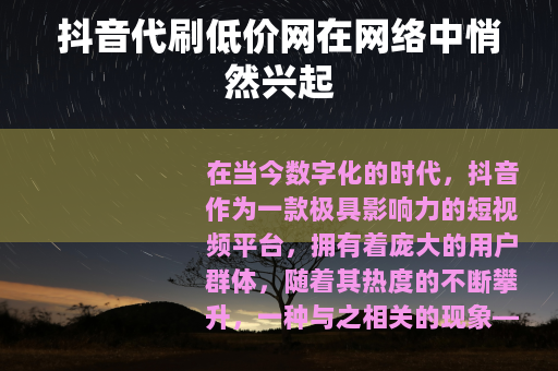 抖音代刷低价网在网络中悄然兴起
