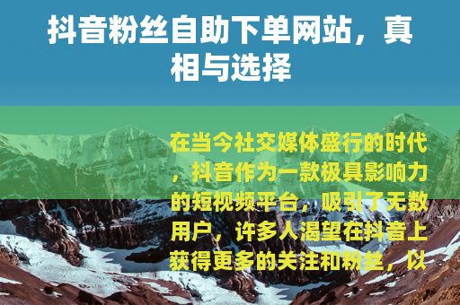 抖音粉丝自助下单网站，真相与选择