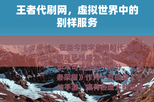 王者代刷网，虚拟世界中的别样服务