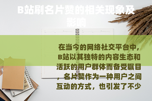 B站刷名片赞的相关现象及影响