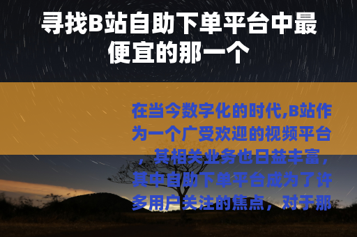 寻找B站自助下单平台中最便宜的那一个