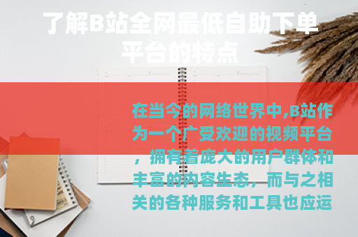 了解B站全网最低自助下单平台的特点
